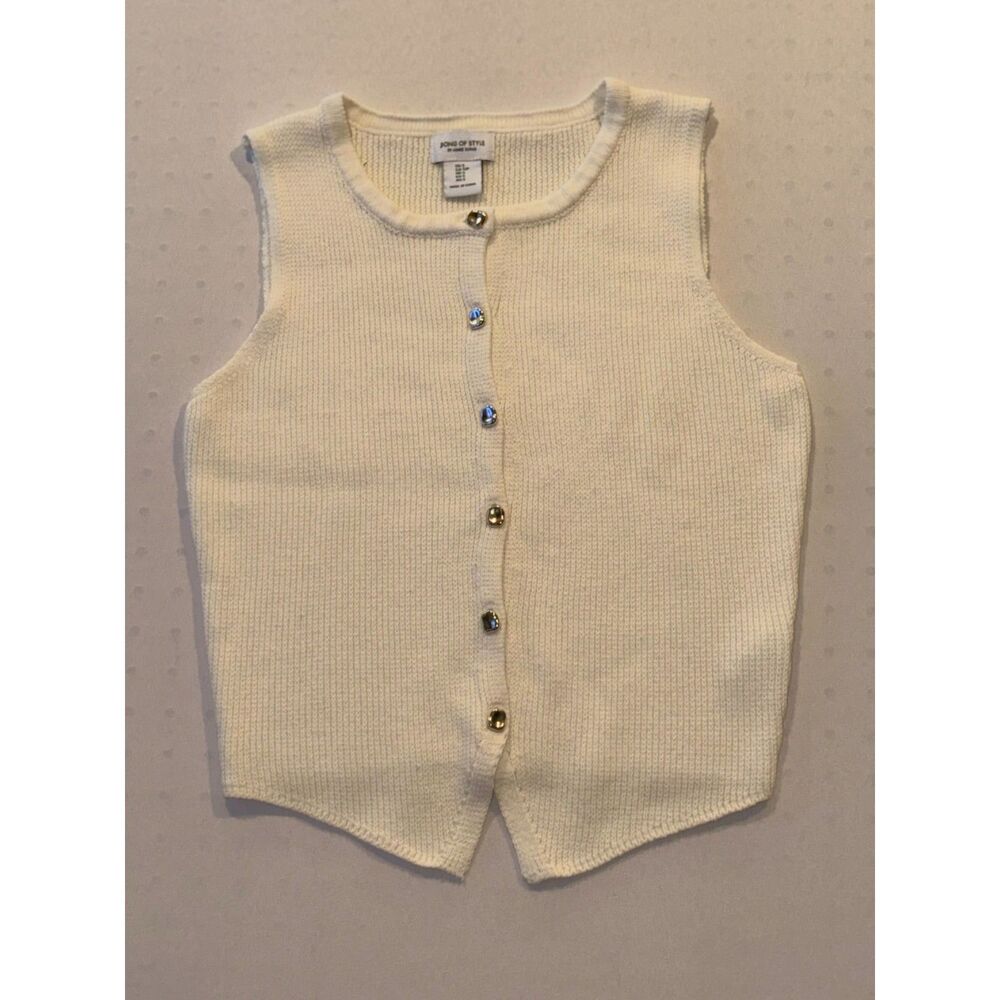 Song of Style Cream Sleeveless Button-Up Vest | Size Small
